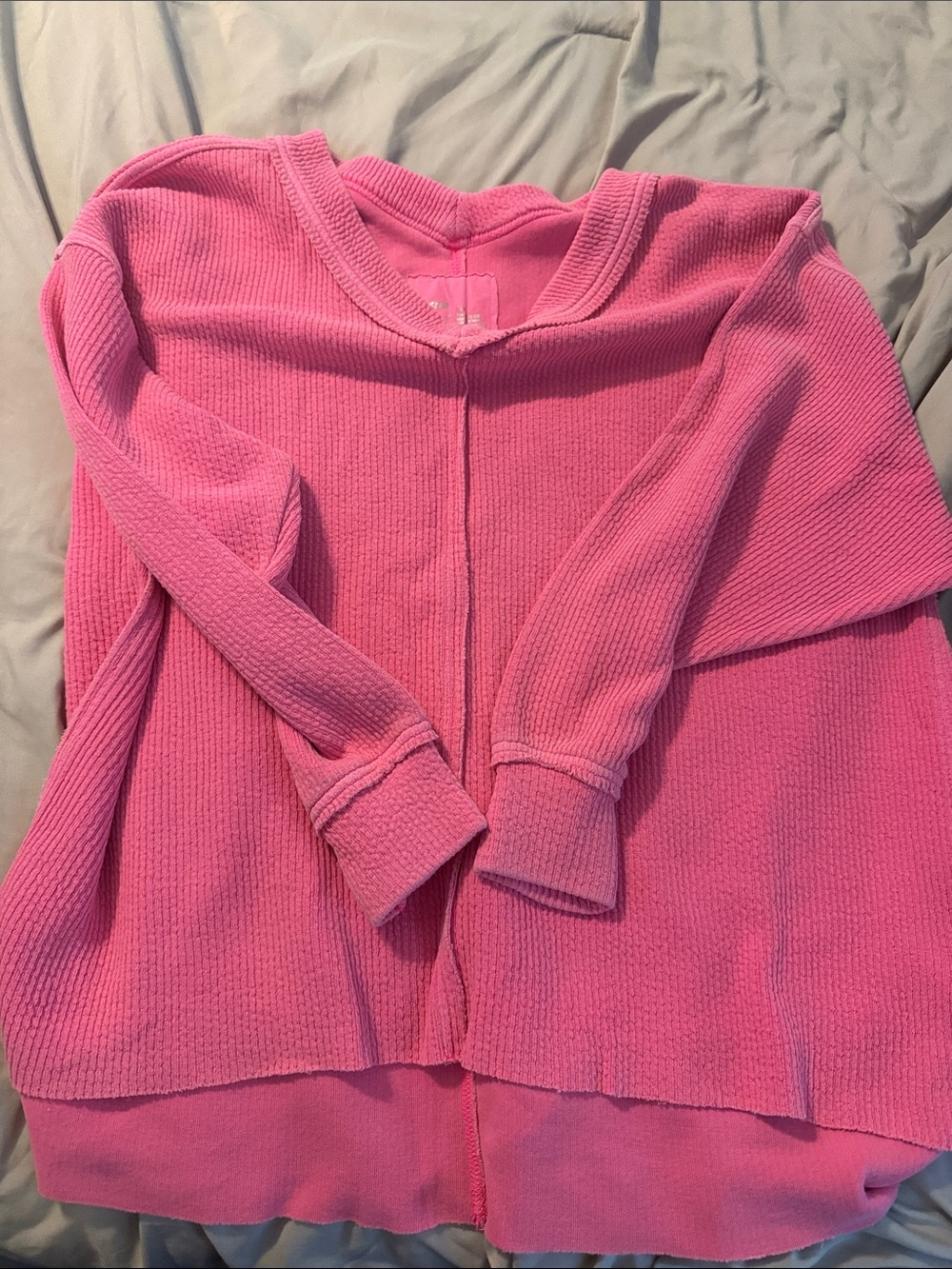 aerie Hot Pink Ribbed V-Neck Sweater
